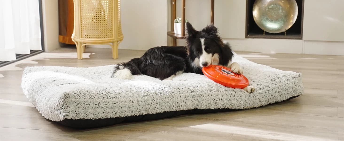 Washable Dog Bed Medium Size Dog Crate Bed Plush Pet Mat — 35"x23" Gray — Build on better living with pets!