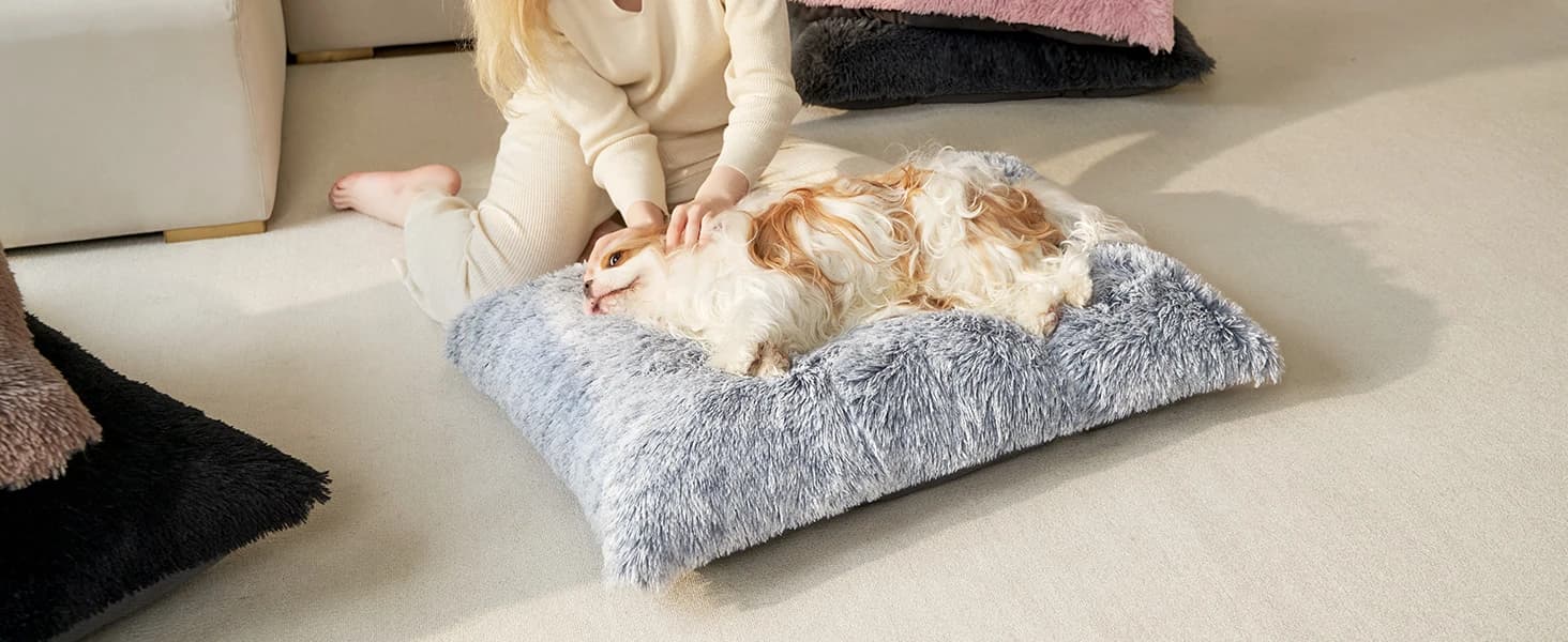Fluffy Dog Crate Bed — Plush Extra Large Dog Pillow — product details