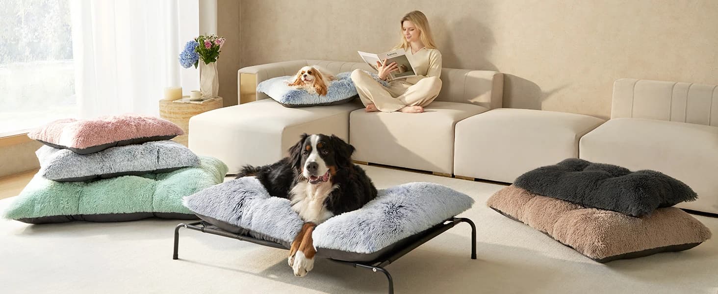 Fluffy Dog Crate Bed — Plush Extra Large Dog Pillow — product details