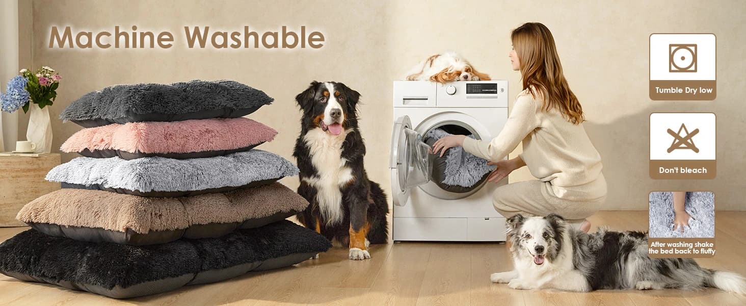 Fluffy Dog Crate Bed — Plush Extra Large Dog Pillow — product details