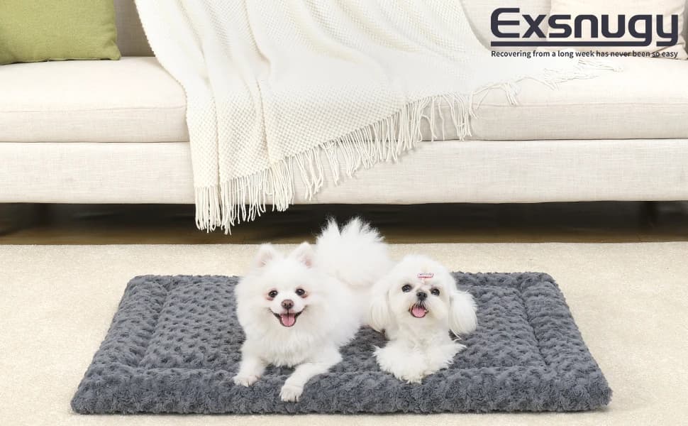 Washable Dog Bed Mat Medium Size Fluffy Pet Crate Pad — 36x23 — product details