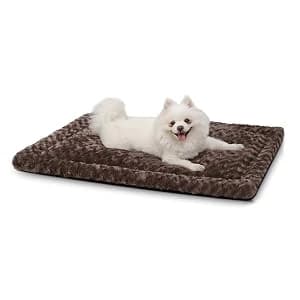 Washable Dog Bed Mat Medium Size Fluffy Pet Crate Pad — 36x23 — Choose Your Favorite Color