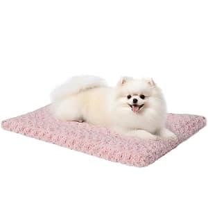 Washable Dog Bed Mat Medium Size Fluffy Pet Crate Pad — 36x23 — Choose Your Favorite Color