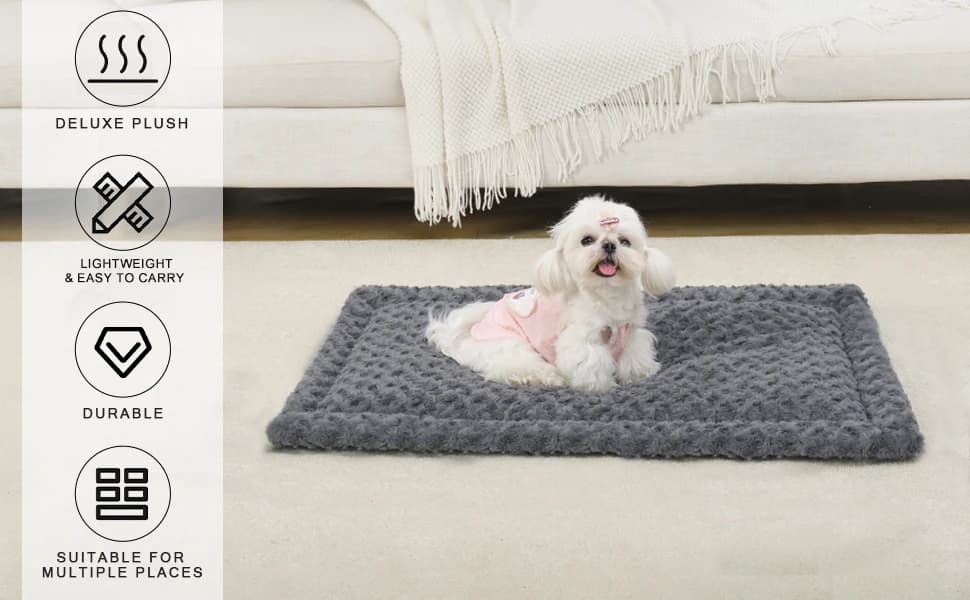 Washable Dog Bed Mat Medium Size Fluffy Pet Crate Pad — 36x23 — product details