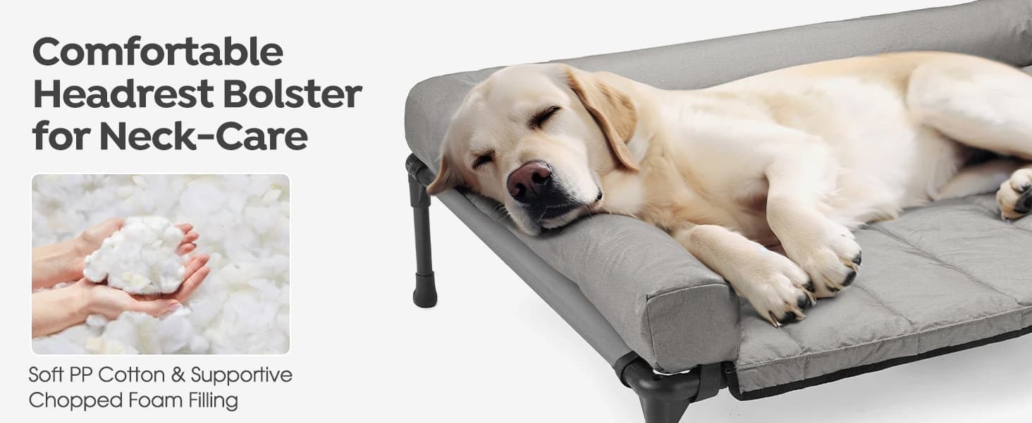 Outdoor Elevated Dog Bed with Waterproof Bolster Cushion — product details