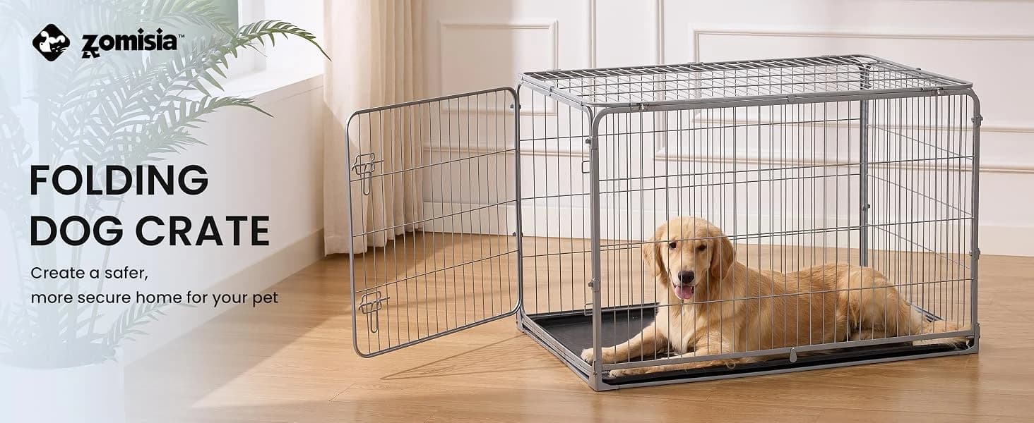 Collapsible Dog Crate for Medium Dogs - 36 inch Escape Proof Metal Dog Kennel with Double Door — product details