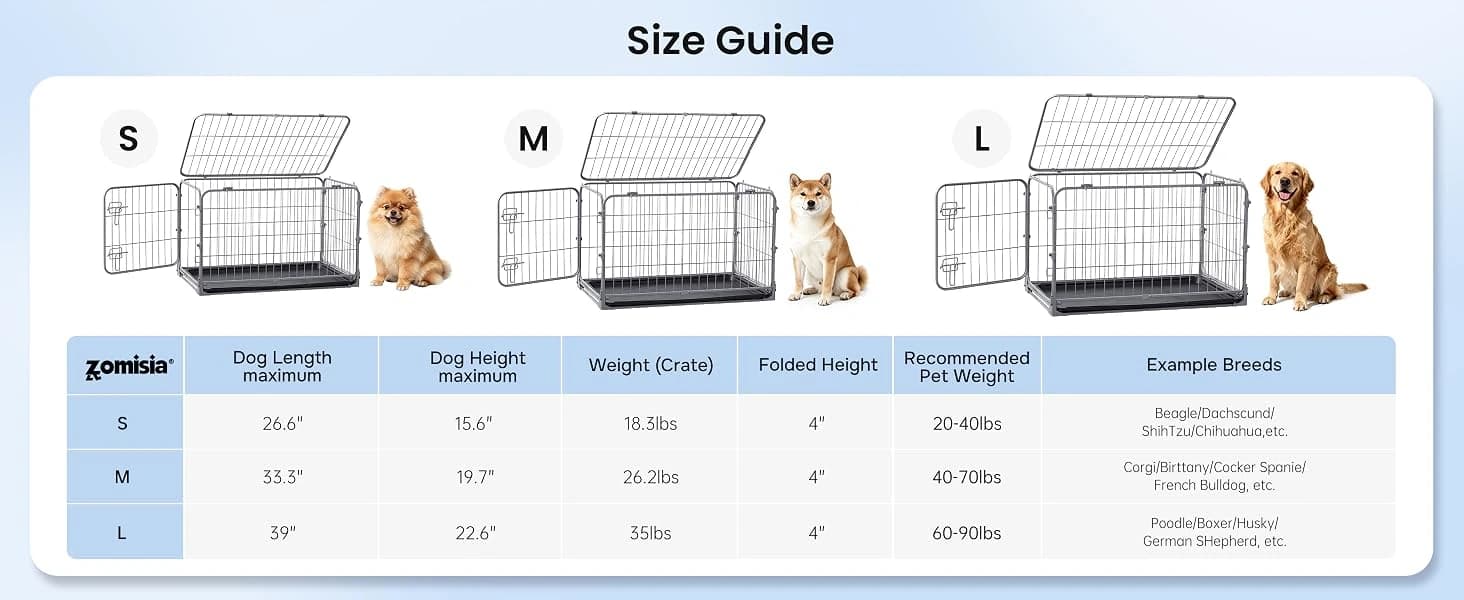 Collapsible Dog Crate for Medium Dogs - 36 inch Escape Proof Metal Dog Kennel with Double Door — product details
