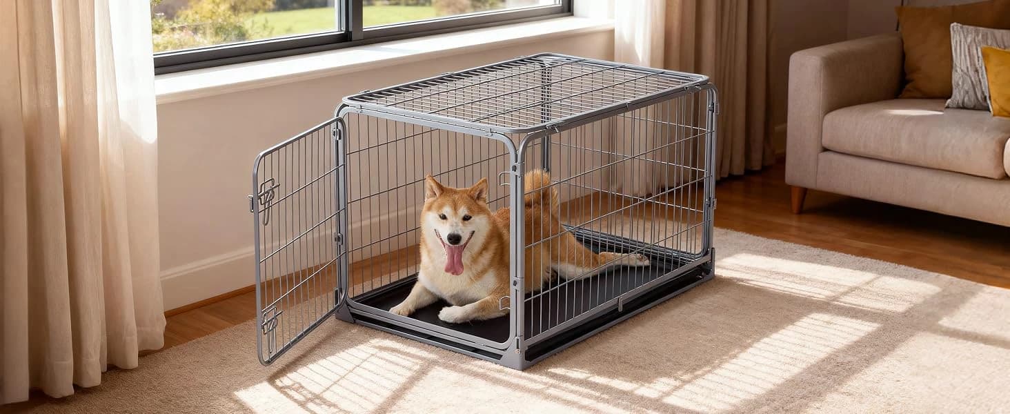 Collapsible Dog Crate for Medium Dogs - 36 inch Escape Proof Metal Dog Kennel with Double Door — product details