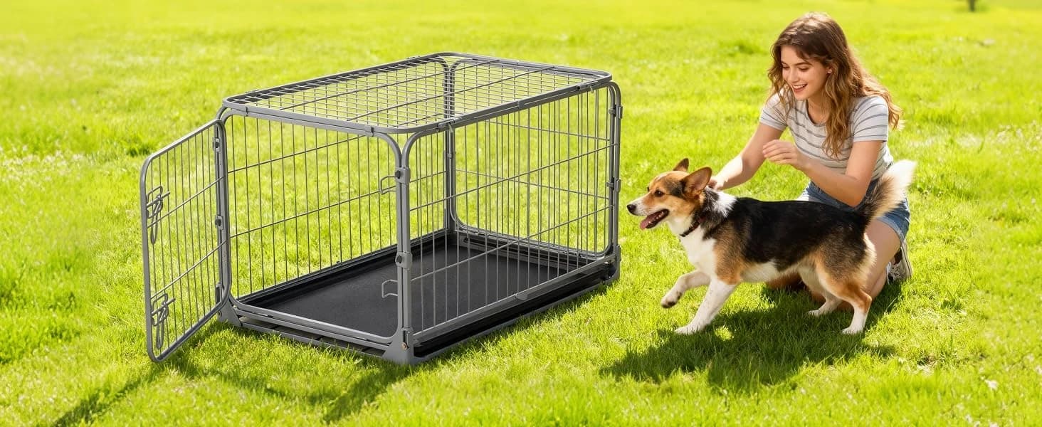 Collapsible Dog Crate for Medium Dogs - 36 inch Escape Proof Metal Dog Kennel with Double Door — product details