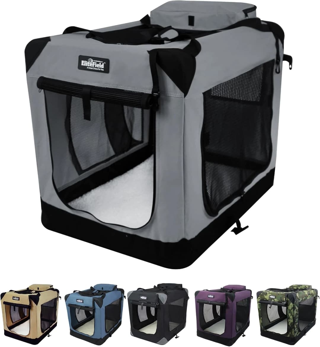 3-Door Soft Dog Crate with Bed and Carrying Bag (2-Year Warranty)