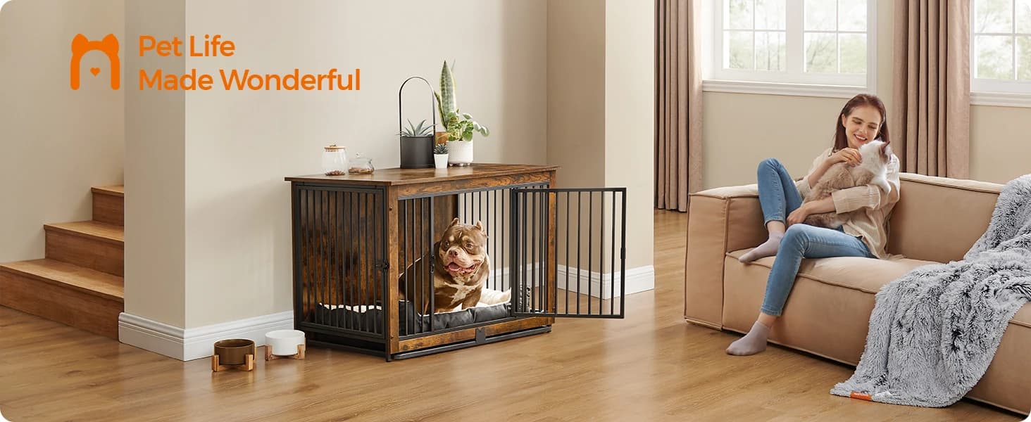 38" Dog Crate Furniture — Heavy-Duty Dog Kennel Side End Table — product details
