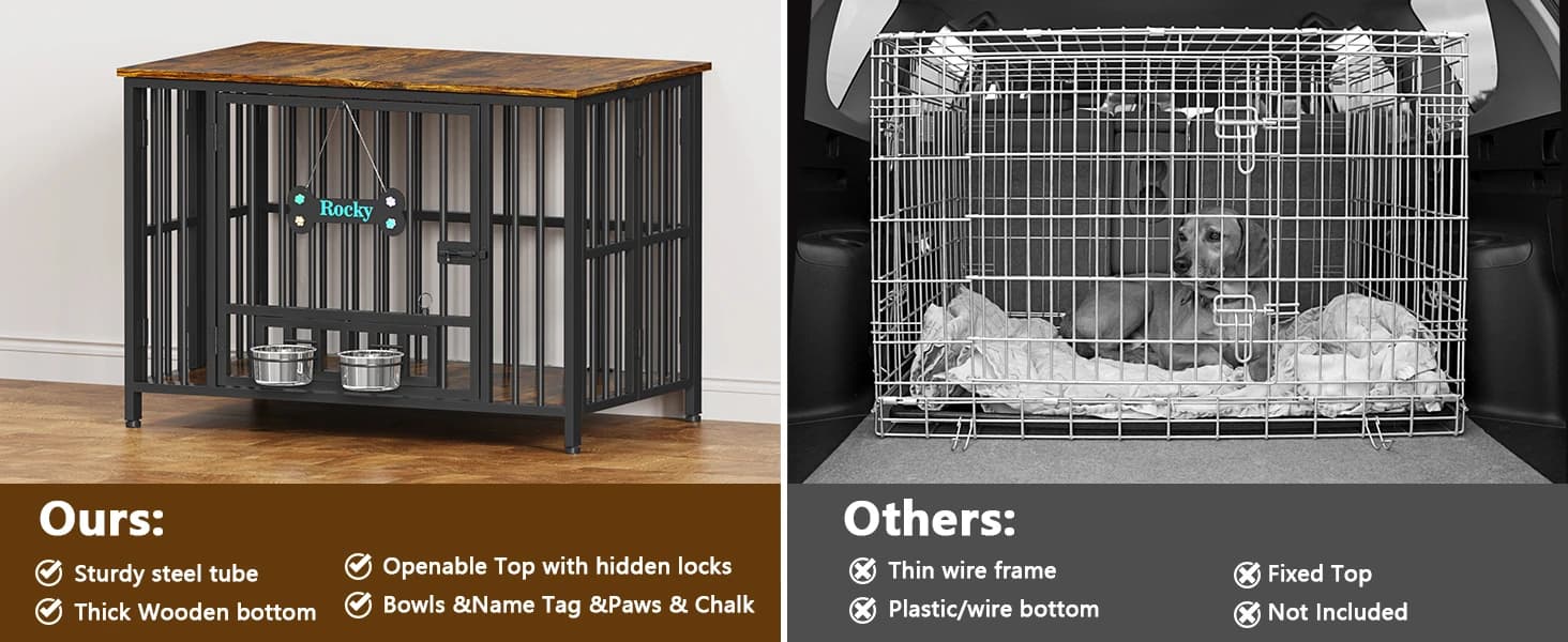Foldable Dog Crate Furniture for Large Dogs — Rustic Brown (DC108) — Why Choose Us