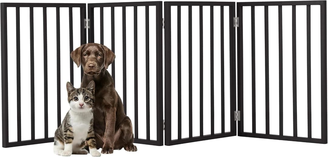 Pet Gate - 4-Panel Indoor Foldable Dog Fence for Stairs