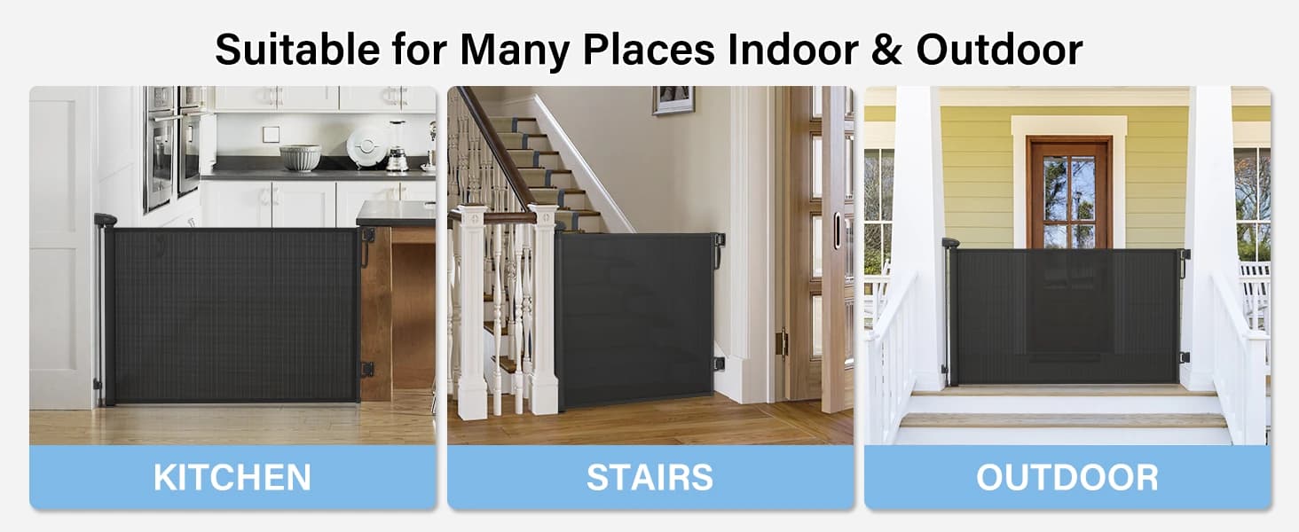 Retractable Baby Gates for Stairs and Doorways — Easy to Install in Minutes