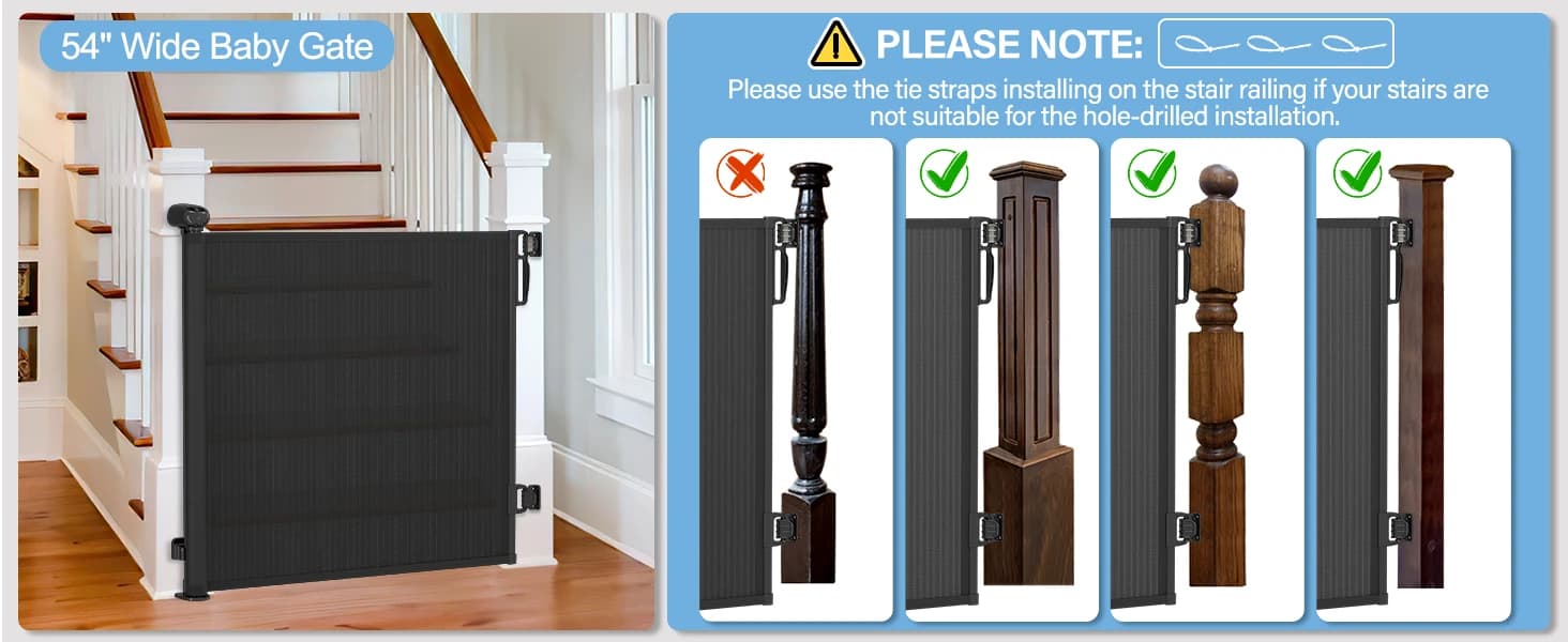Retractable Baby Gates for Stairs and Doorways — Easy to Install in Minutes
