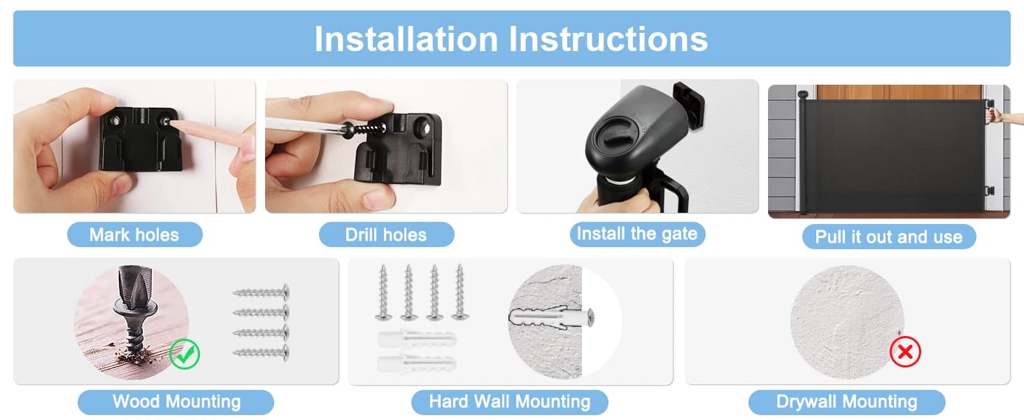 Retractable Baby Gates for Stairs and Doorways — Easy to Install in Minutes