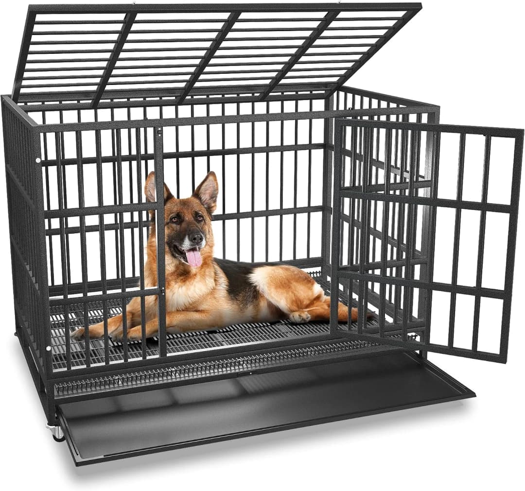 48 inch Heavy Duty Indestructible and Escape-Proof Dog Crate Cage Kennel for Large Dogs