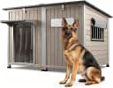 55" Extra XL Wooden Outdoor Dog House with Iron Frame for Large Dogs