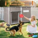 55" Extra XL Wooden Outdoor Dog House with Iron Frame for Large Dogs