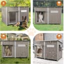 55" Extra XL Wooden Outdoor Dog House with Iron Frame for Large Dogs