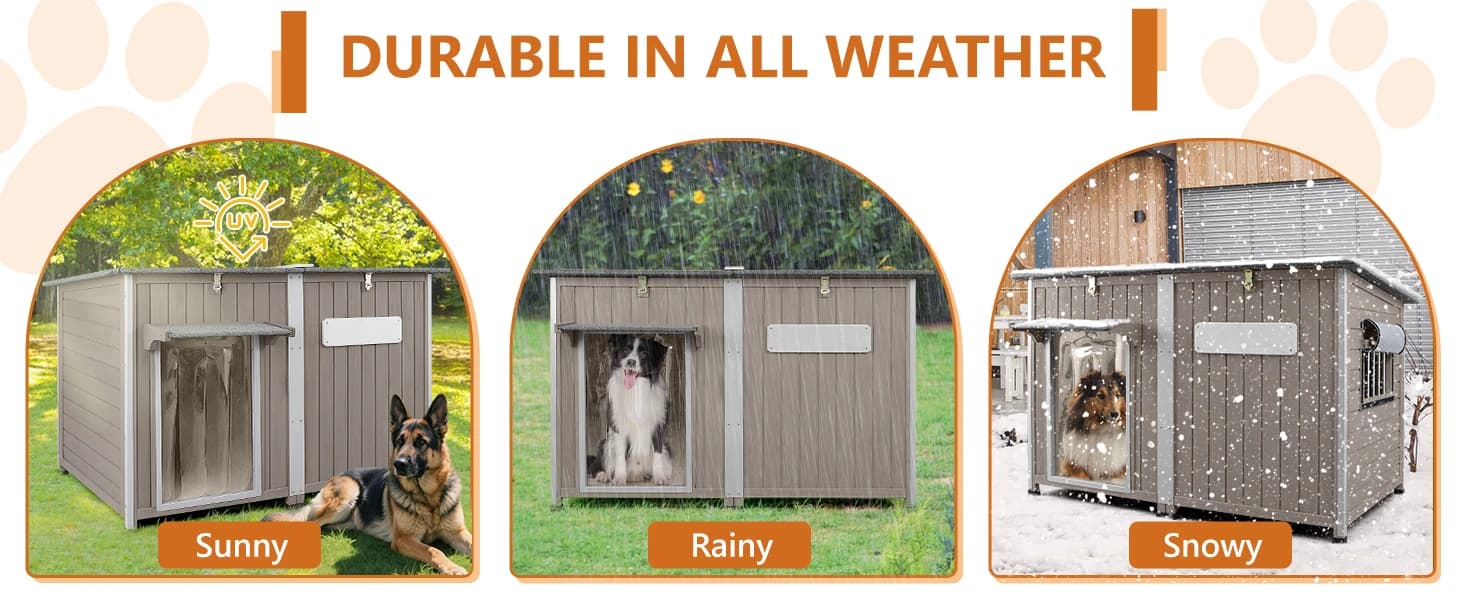 55" Extra XL Wooden Outdoor Dog House with Iron Frame for Large Dogs — LET YOUR DOG ENJOY THE GREAT OUTDOORS IN COMFORT