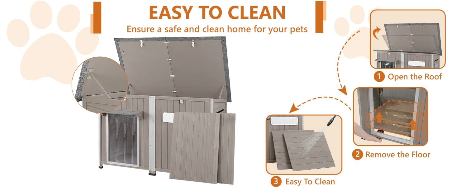 55" Extra XL Wooden Outdoor Dog House with Iron Frame for Large Dogs — ADVENTURE AWAITS—SHELTERED IN STYLE