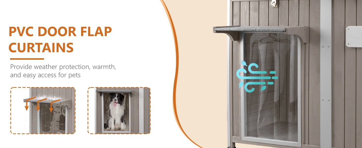 55" Extra XL Wooden Outdoor Dog House with Iron Frame for Large Dogs — collection imagery