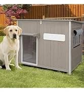 55" Extra XL Wooden Outdoor Dog House with Iron Frame for Large Dogs — collection imagery