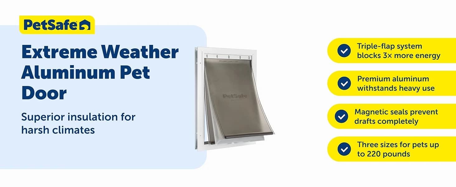 Extreme Weather Aluminum Dog Door — 3-Flap Insulated — product details