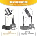 Pooper Scooper — Dog Pooper Scooper Long Handle Stainless Metal Tray and Rake for Medium Small Dogs Heavy Duty