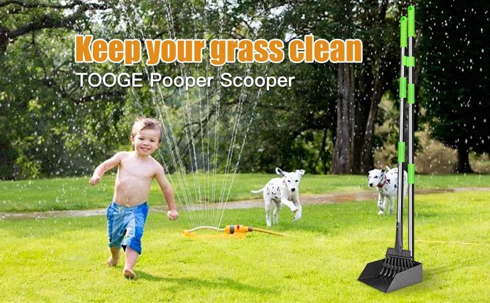 Pooper Scooper — Dog Pooper Scooper Long Handle Stainless Metal Tray and Rake for Medium Small Dogs Heavy Duty — product details