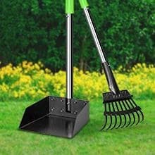 Pooper Scooper — Dog Pooper Scooper Long Handle Stainless Metal Tray and Rake for Medium Small Dogs Heavy Duty — Strong and Long-lasting
