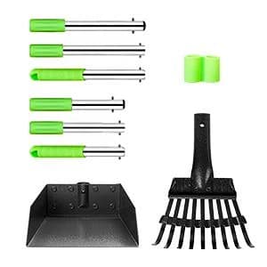 Pooper Scooper — Dog Pooper Scooper Long Handle Stainless Metal Tray and Rake for Medium Small Dogs Heavy Duty — What's in the box?