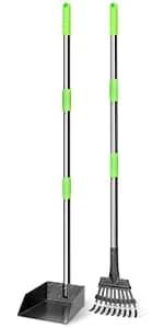 Pooper Scooper — Dog Pooper Scooper Long Handle Stainless Metal Tray and Rake for Medium Small Dogs Heavy Duty — product details