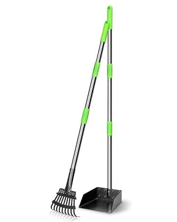 Pooper Scooper — Dog Pooper Scooper Long Handle Stainless Metal Tray and Rake for Medium Small Dogs Heavy Duty — collection imagery