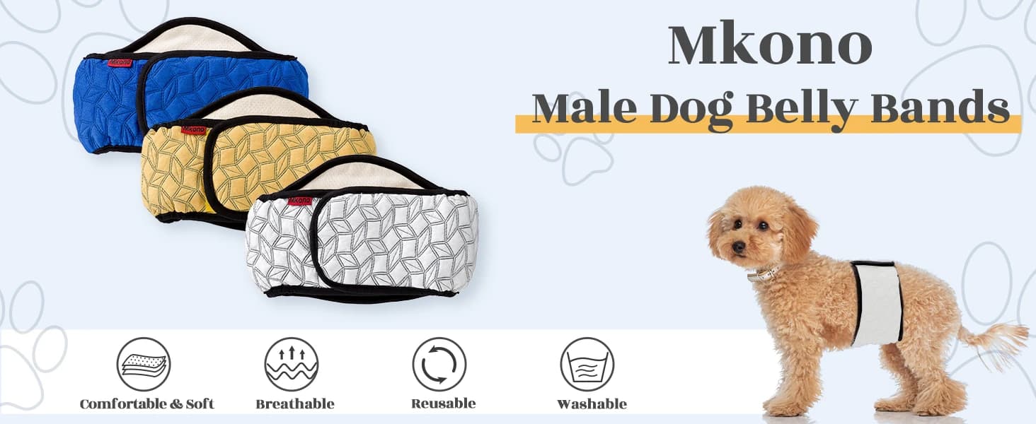 Belly Bands for Male Dogs — 3 Pack Reusable Dog Diapers — product details