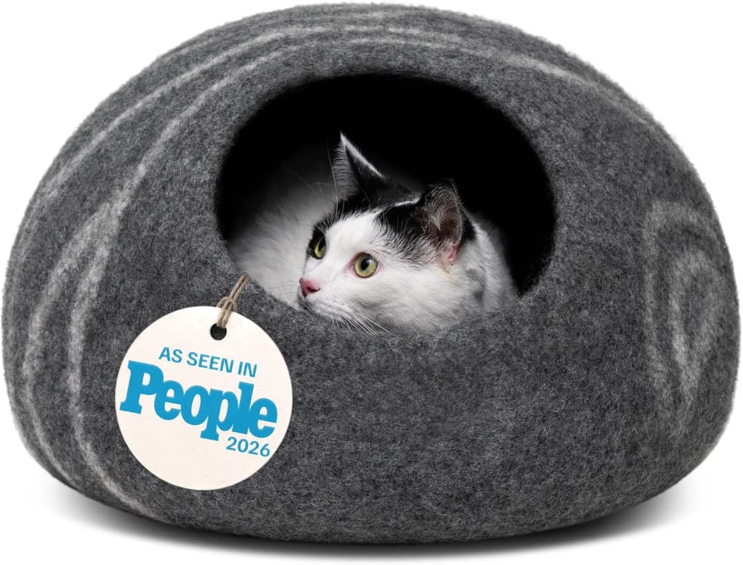Cat Cave - Merino Wool Bed for Indoor Cats (Dark Gray