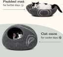 Cat Cave - Merino Wool Bed for Indoor Cats (Dark Gray