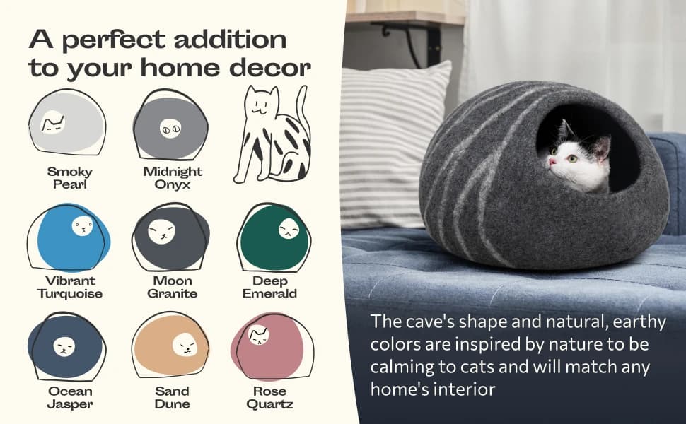 Cat Cave - Merino Wool Bed for Indoor Cats (Dark Gray — Say hello to modern cat furniture for indoor cats!