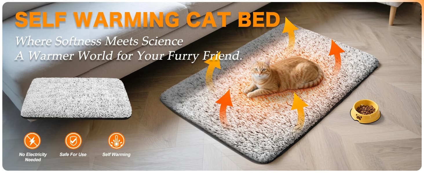Self Warming Cat Bed — 2.0 Upgraded Thermal Mat for Indoor Cats — product details