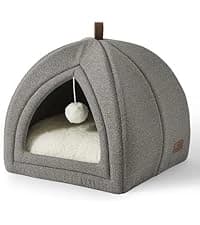 Cat House Bed for Indoor Cats with Fluffy Ball and Scratch Pad — collection imagery