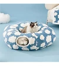 Cat House Bed for Indoor Cats with Fluffy Ball and Scratch Pad — collection imagery