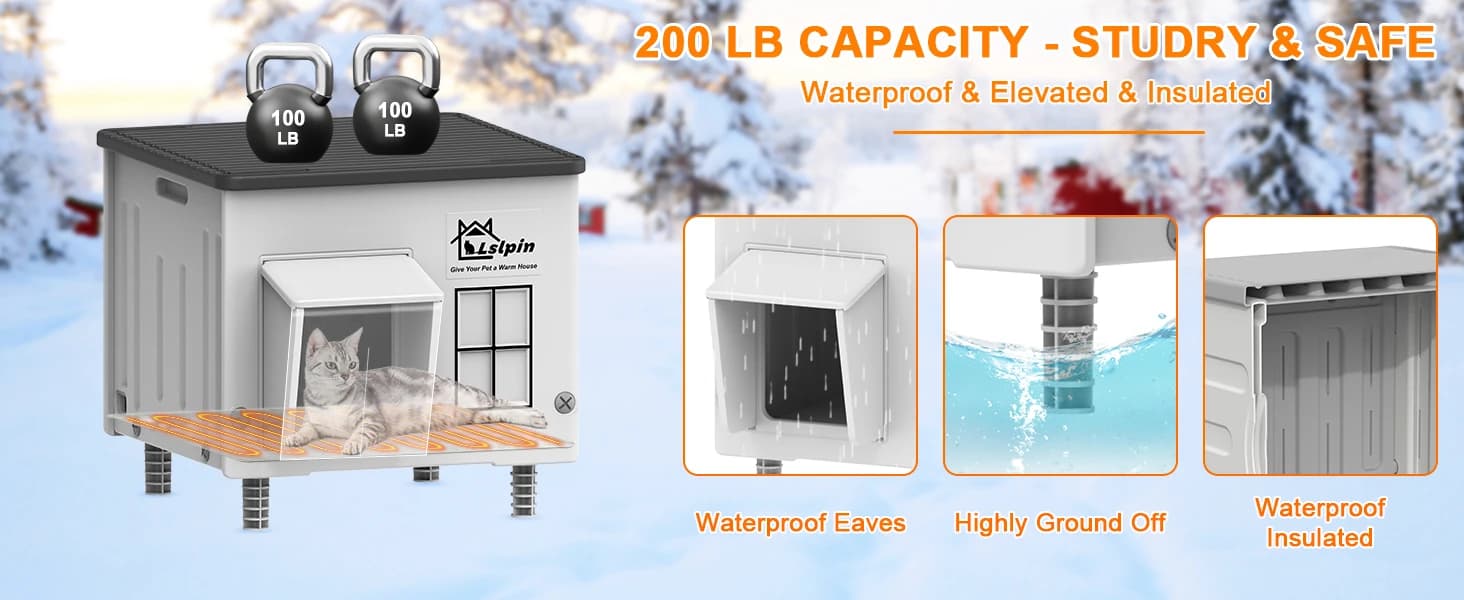 Indestructible Heated Cat House for Outside Cats Winter — product details