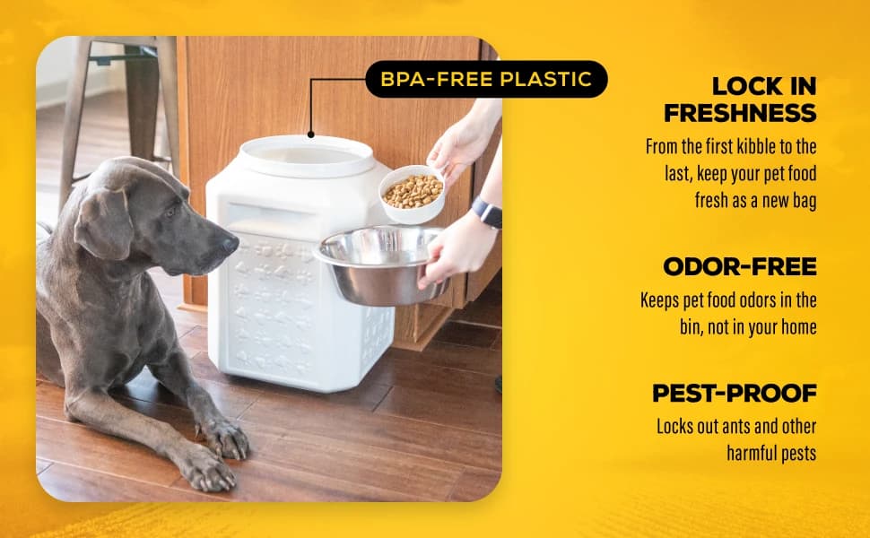 Vittles Vault Airtight Pet Food Storage Container + Scoop — Fits Up to 50lbs — product details