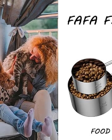 Dog-Cat Food-Scoop Measuring-Cup - 304 stainless steel material. 1-Cup capacity. Precision scale measurements — collection imagery