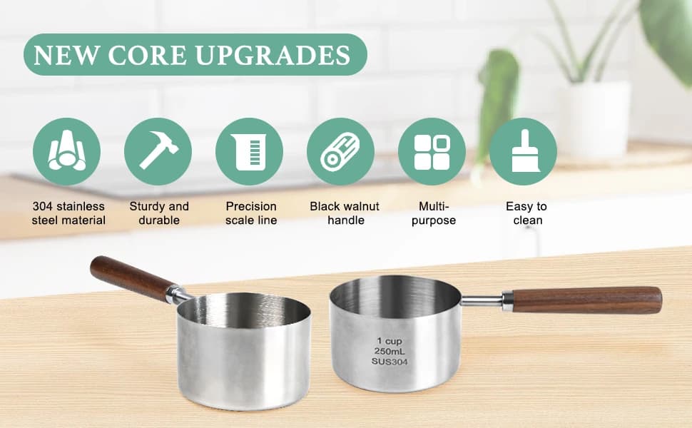 Dog-Cat Food-Scoop Measuring-Cup - 304 stainless steel material. 1-Cup capacity. Precision scale measurements — product details