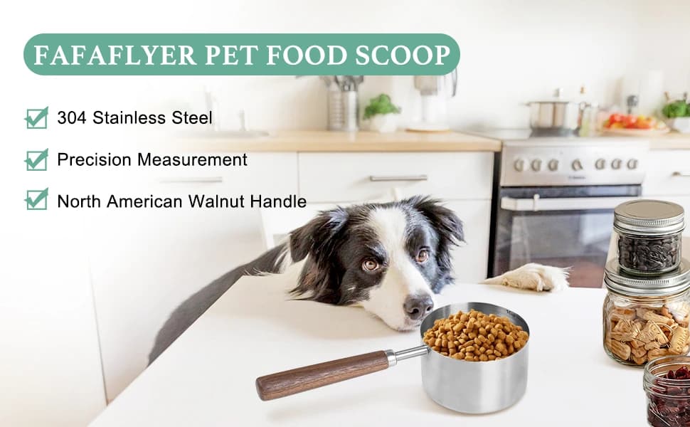 Dog-Cat Food-Scoop Measuring-Cup - 304 stainless steel material. 1-Cup capacity. Precision scale measurements — product details