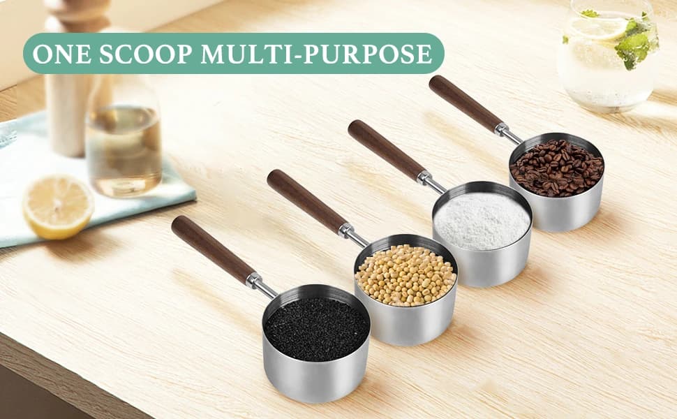 Dog-Cat Food-Scoop Measuring-Cup - 304 stainless steel material. 1-Cup capacity. Precision scale measurements — product details