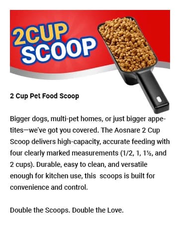 2 PACK Dog Food Scoop — 1 Cup Capacity Pet Food Scoop For Dog and Cat — collection imagery
