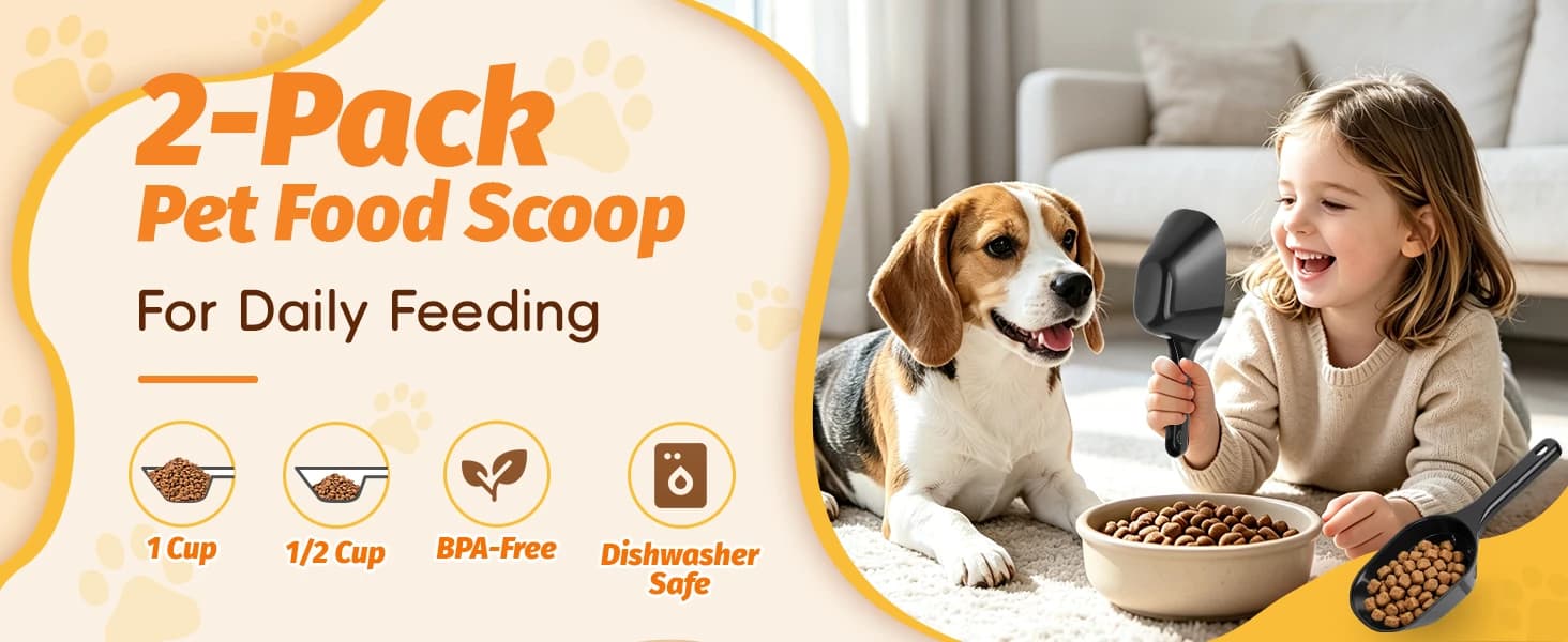 2 PACK Dog Food Scoop — 1 Cup Capacity Pet Food Scoop For Dog and Cat — product details